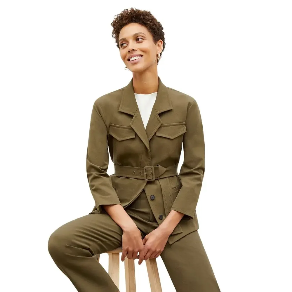 M.M. LaFleur Emalis Eco Jacket Oregano Green Utility Blazer Women's 12 Ethical - Picture 1 of 16